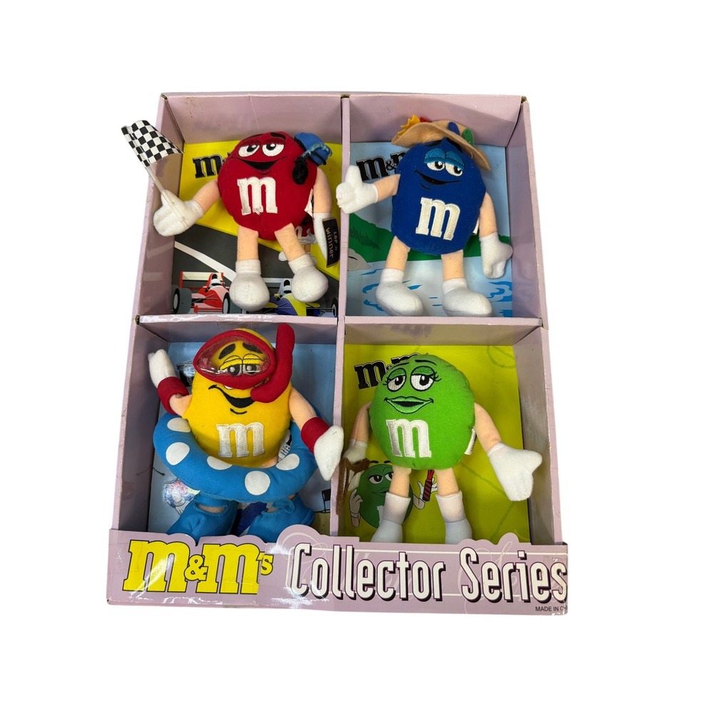 Vintage M&M's Collector Series Plush Set Red Blue Yellow Green 4 Pack‎ 6 Inch